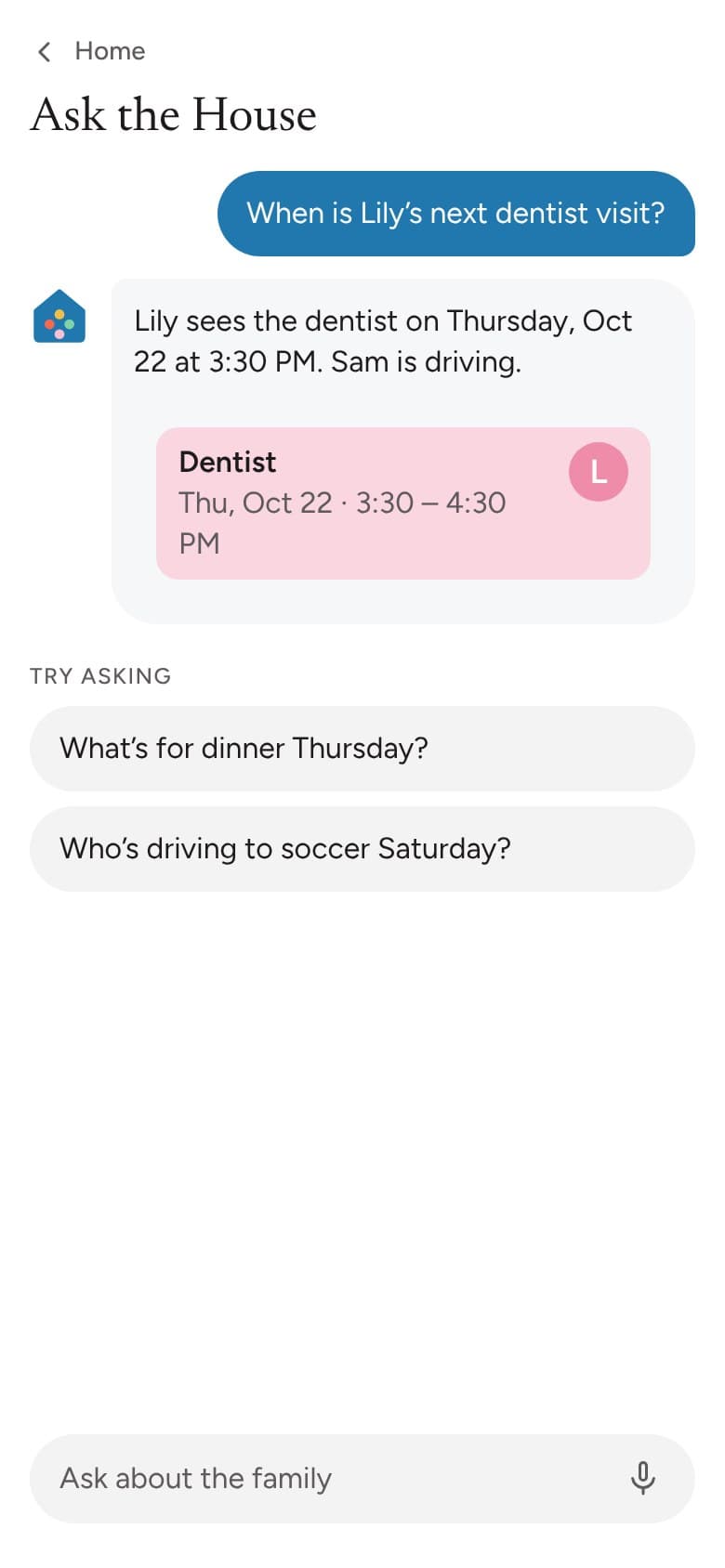A question about the family schedule and Banjo’s answer