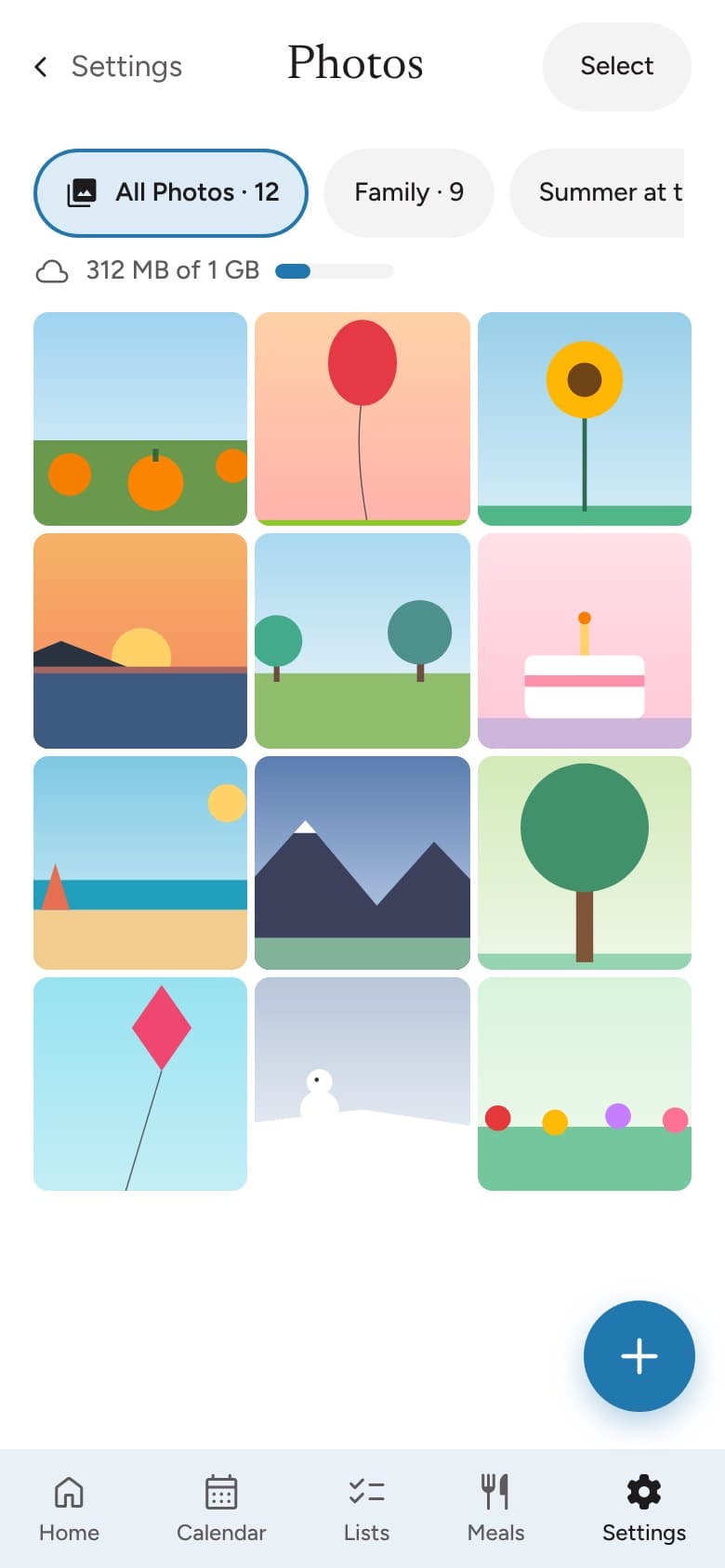 A grid of family photos in an album
